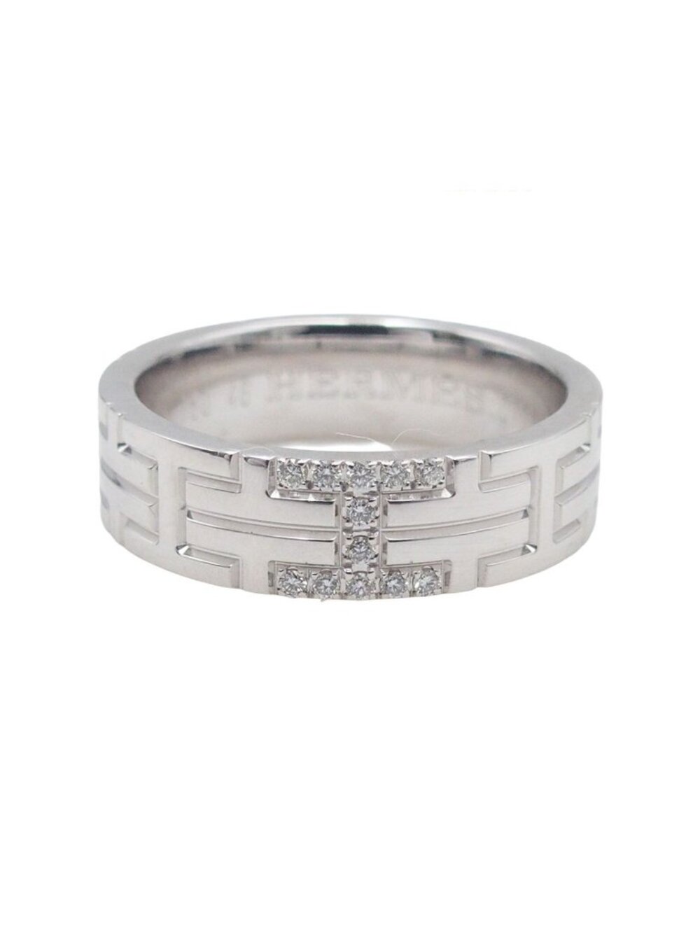 Hermes Kilim White Gold 18K Diamond 46 Ring